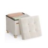Storage Ottoman 38 x 38 x 40 cm 37 L Velvet Surface Cappuccino Beige