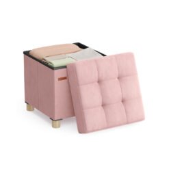 Storage Ottoman 38 x 38 x 40 cm 37 L Velvet Surface Jelly Pink