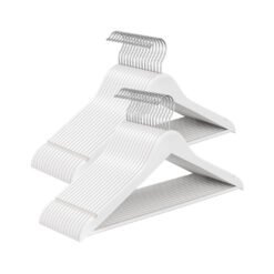 Wooden Hangers Pack of 30 Pants Bar 360° Swivel Hooks Cloud White