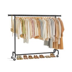 Clothes Rack on Wheels with Extendable Hanging Rail Matte Black