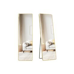 Full Length Mirror 150 x 40 cm Rectangle with Stand Pale Gold