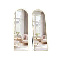 Full Length Mirror 160 x 50 cm Arched with Stand Pale Gold