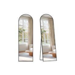 Full Length Mirror 150 x 40 cm Arched with Stand Ink Black