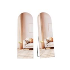 Full Length Mirror 160 x 50 cm Arched with Stand Matte White