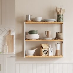 Bamboo Shelving Unit, Bamboo Bathroom Shelf, Wall-Mounted or Free Standing