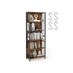 Bookcase with hooks and multiple shelves