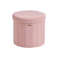 Round foldable storage ottoman stool with removable lid