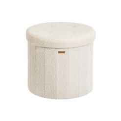 Round foldable storage ottoman stool with removable lid