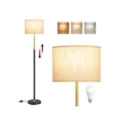 Modern floor lamp with adjustable height and fabric lampshade