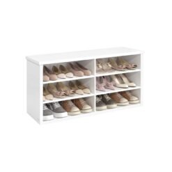 Shoe storage bench with adjustable shelves