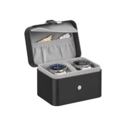Travel watch case with two slots and hidden storage pillow