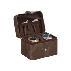 Travel watch case with two slots and hidden storage pillow