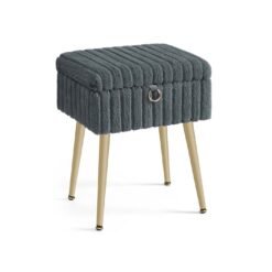 Vanity stool with storage and metal legs