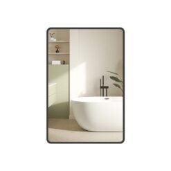Wall mounted rectangular mirror with aluminium frame and safety film