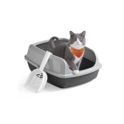 High sided open litter box with scoop for large cats and kittens