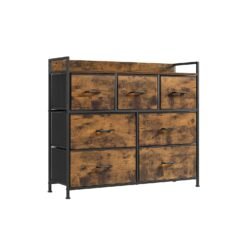 Chest of Drawers 7 Fabric Drawers with Handles Rustic Brown and Ink Black