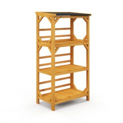 137CM 3-Tier Garden Plant Stand with Weatherproof Asphalt Roof-Natrual