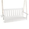 HDPE Porch Swing with Hidden Cup Holder and Adjustable Secure Chains-White
