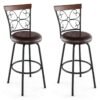 Swivel Bar Stool Set of 2 with Adjustable Height, Cozy Seat and Backrest