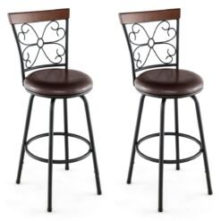 Swivel Bar Stool Set of 2 with Adjustable Height, Cozy Seat and Backrest