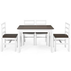 Modern Table and Chairs Set with Solid Pine Wood Legs for Dining Room