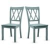 Set of 2 Armless Wood Dining Chairs with Ergonomic Fluted Seat