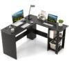 L-Shaped Computer Desk with 2-Tier Open Shelves