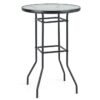 Patio Bar Table with Tempered Glass Tabletop and Heavy-duty Metal Frame