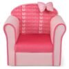 Upholstered Toddler Couch with Ultra Soft Velvet Cover and Spacious Backrest-Pink