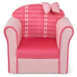 Upholstered Toddler Couch with Ultra Soft Velvet Cover and Spacious Backrest-Pink