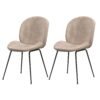 Velvet Upholstered Dining Chair Set of 2 with Metal Base-Coffee