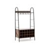 Baker’s Rack with Detachable Wine Rack and 5 Rows of Stemware Holder-Rustic Brown