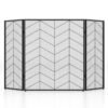 3-Panel Folding Spark Guard with Chevron Herringbone Pattern