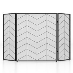 3-Panel Folding Spark Guard with Chevron Herringbone Pattern