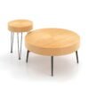 Set of 2 Solid Wood Farmhouse Round Coffee Tables