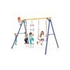 4-in-1 Heavy Duty Swing Set with 1 Basketball Hoop and 1 Adjustable Belt Swing-Blue & Yellow