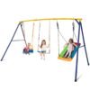 300 kg Indoor Outdoor Swing Set Carbon Steel Swing Frame-Blue & Yellow