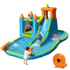 Kids Inflatable Slide Bounce House with Long Slide with Air Blower
