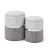 Modern Round Linen Fabric Storage Ottoman Set of 2-Grey