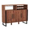 Home Wine Bar Cabinet with 3 Door and 4-Row Glass-Rustic Brown