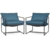 Sling Metal Framed Accent Chairs Set of 2 with Removable Sponge Cushions-Navy