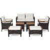 7 Piece Patio Rattan Sofa Set Outdoor with Cushions and Ottomans