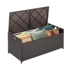 128L Patio Storage Bench with Cushion and Zippered Liner