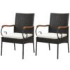 Patio Wicker Chair Set of 2 with Soft Zippered Cushion