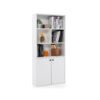 155 CM 5-Tier Bookcase Tall Bookshelf with Double Doors and Open Cubes-White