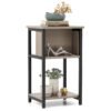 3-Tier Nightstand with Storage Shelf for Small Spaces-Grey
