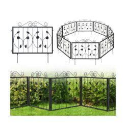 464 x 58 cm Decorative Garden Fence with 8 Panels-Black