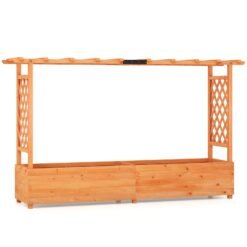 Raised Garden Bed with 2-Sided Trellis and Hanging Roof-Orange
