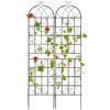 2 Pack 220 x 50 cm Metal Garden Trellis for Climbing Plants-Black