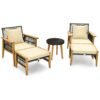 Wicker Woven Chair Set with Coffee Table and 2 Ottomans-Brown
